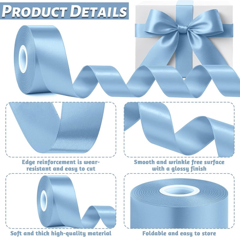 Fullive 1 1/2 Inch Sky Blue Ribbons, 30 Yards Ribbon for Gift Wrapping, Polyester Satin Ribbons for Crafts for Birthday Graduate Christmas Decorations DIY Bows Wrapping Bouquet Floral Arrangements - Image 3